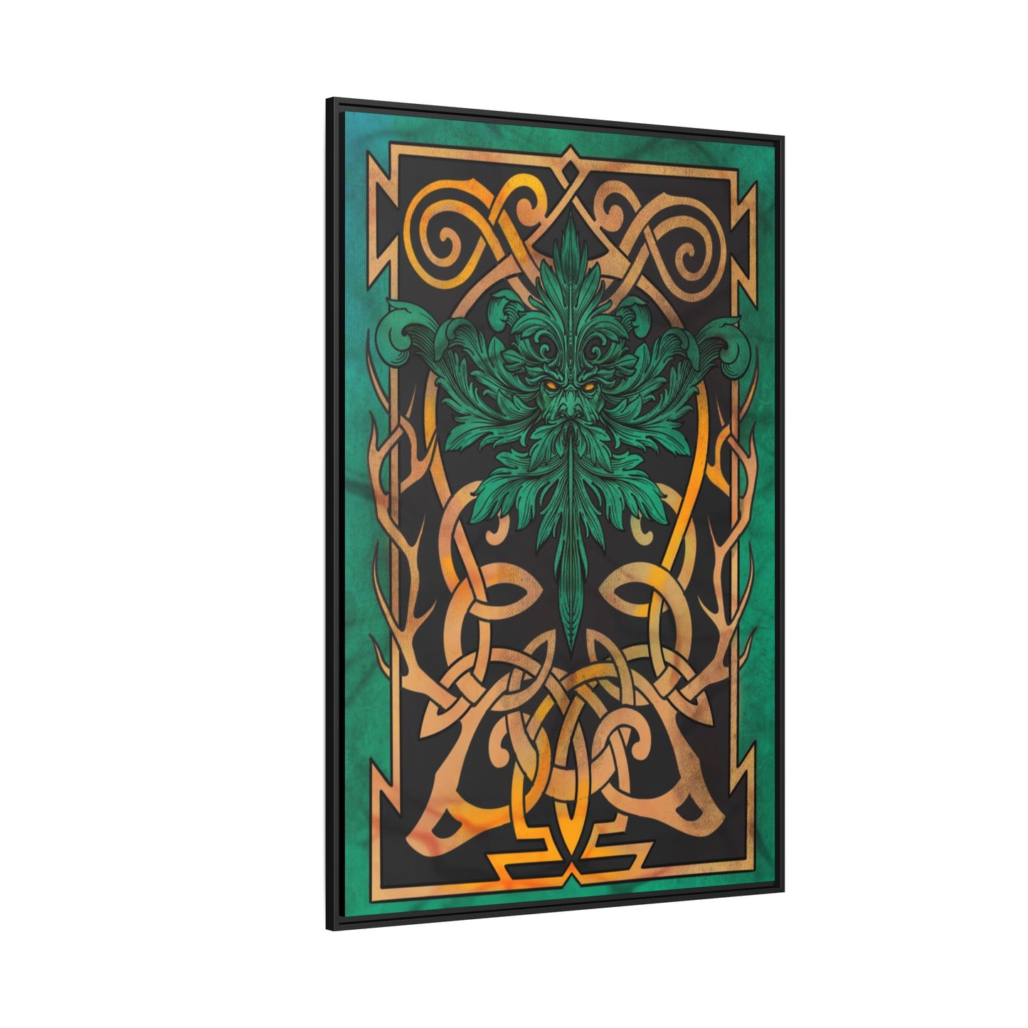 Celtic Mythology Framed Wall Art, Nature-Themed Home Decor, Green and Gold Artwork, Unique Gift, Eco-Friendly Art