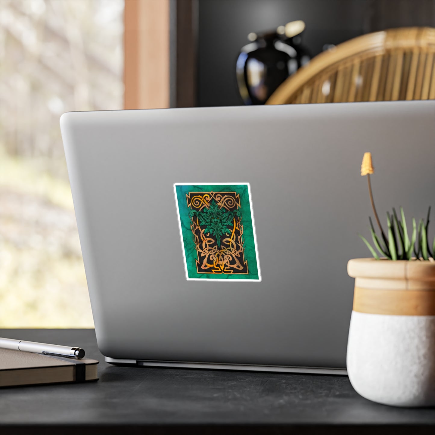 Celtic Kiss-Cut Vinyl Decals | Wall Art Stickers for Home Decor, Green Leaf Design for Gift Giving, Nature Lovers, Festivals