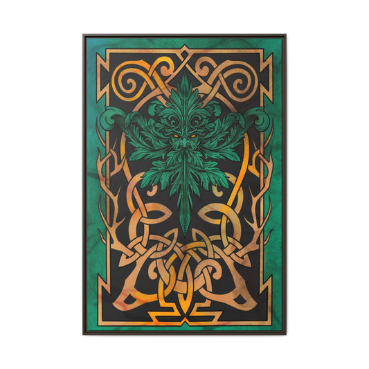Celtic Mythology Framed Wall Art, Nature-Themed Home Decor, Green and Gold Artwork, Unique Gift, Eco-Friendly Art