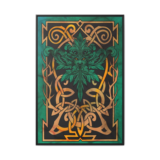Celtic Mythology Framed Wall Art, Nature-Themed Home Decor, Green and Gold Artwork, Unique Gift, Eco-Friendly Art