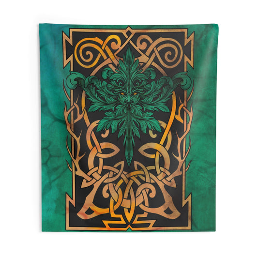 Celtic Green Indoor Wall Tapestry, Bohemian Decor, Living Room Wall Art, Nature-Inspired Hanging, perfect for Housewarming Gifts